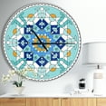 thumbnail image 1 of DesignArt Gorgeous Blue Morroccan tile Large Wall Clock, 1 of 1