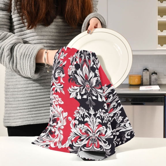 BZSMCE Kitchen Towels Creative Design Sliver Art Regular Prinetd Pattern Durable Kitchen Towel
