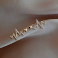 thumbnail image 3 of CILENON Jewelry Shiny Rhinestone Heartbeat Earring Heart Electrocardiogram Stud Earrings Rhinestone Heart Stud Earrings For Women (Gold,One Size), 3 of 5
