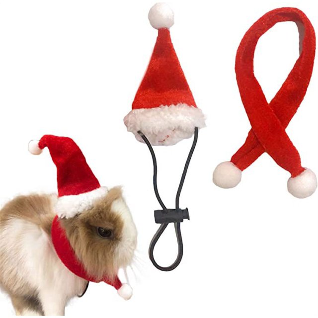 Gorro de Papá Noel con bufanda, disfraz de conejillo de indias de Navidad, sombrero de rata de Halloween, conjunto de ropa de conejo, traje de regalo de Navidad para hámster, chinchilla, hurón, lagar