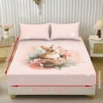 thumbnail image 2 of COEQINE Twin Size Sheet Set Soft Wrinkle Free 3 Pieces Bed Sheets Set with Deep Pocket Bedsheet & Pillowcases Home Decor for Twin Size Bed, Easter Bunny Flower Basket Pink, 2 of 5