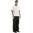 thumbnail image 4 of TopTie Veste de Chef Serveur Unisexe à Manches Courtes pour Hôtel restaurant-Blanc-G, 4 of 7
