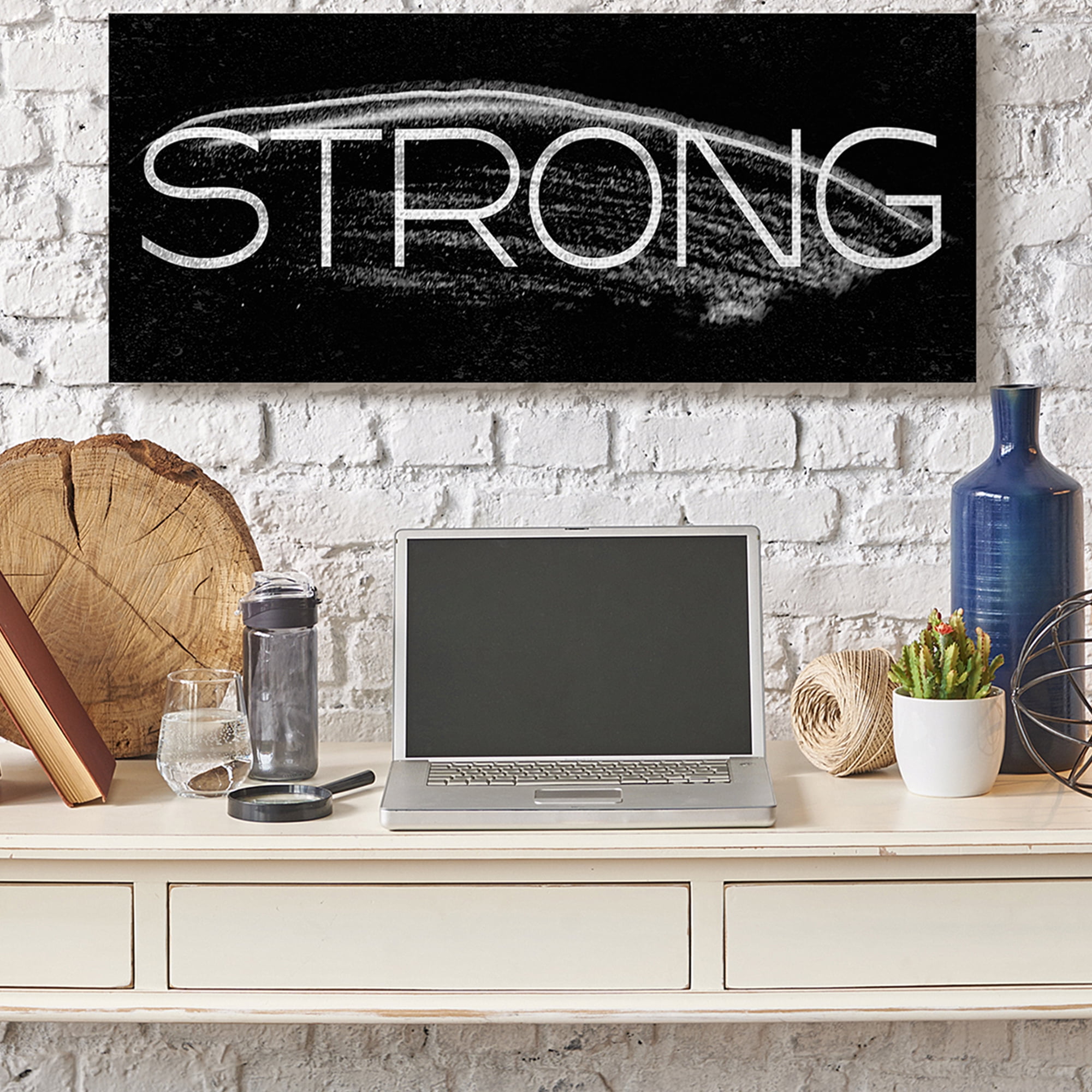 Stupell Industries Strong Phrase Bold Typography Paint Stroke Inspired Canvas Wall Art by Daphne Polselli
