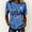 Blue, variant on American 250th Anniversary Tops For Women Casual Printed T-Shirt Round Neck Short Sleeve Shirt Army Green XXL