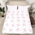 thumbnail image 2 of jejeloiu Ribbon Bow Knot Twin Sheet Sets,Pink Cartoon Bowtie Bedding For Girls 3-Piece, 2 of 7