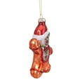 thumbnail image 3 of Northlight Gingerbread Man with Santa Hat Hanging Glass Christmas Ornament - 5" - Brown, 3 of 5