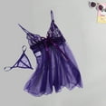 thumbnail image 5 of Odeerbi Women's Lingerie Dress Set Babydoll Valentine's Day Sexy Lingerie Lace Sexy Front Slit Suspender Nightgown Purple, 5 of 7