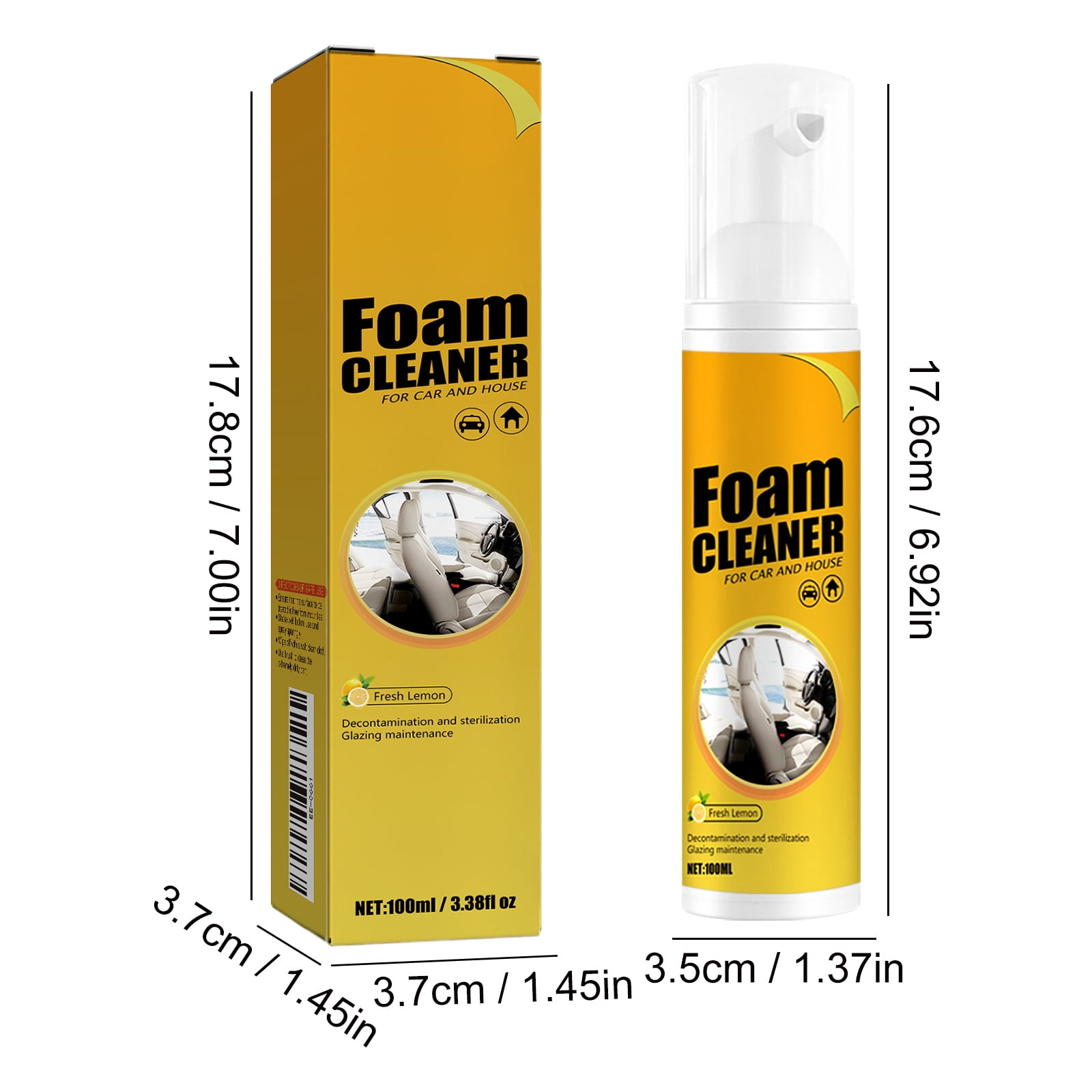 Alvantor Foam Cleaner for Car Interiors Leather Seat Spot Multi-Purpose, 3.38 fl.oz