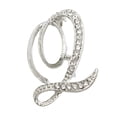 thumbnail image 2 of MKKAS Initial Letter Q Brooch Pin, Pave Crystal Alphabet Lapel Pin for Women, Silver Tone Alloy Metal Badge for Personalized Suit Jewelry XD8150-33, White, 2 of 6