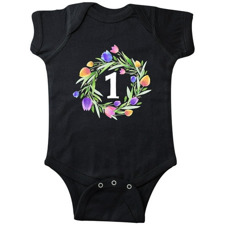 

Inktastic 1st Birthday Tulip Flower Wreath Gift Baby Boy or Baby Girl Bodysuit
