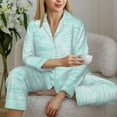 thumbnail image 6 of Pajama Sets for Women 2 Pcs, Blue Bright Button Down Long Sleeve Sleepwear Lounge PJ Sets, 6 of 6