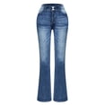thumbnail image 3 of Women's Flare Butt Lifting Bootcut Stretchy Fall Winter Leg Jeans for Casual Blue S, 3 of 8