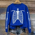 thumbnail image 2 of LYEAA Halloween Women Sweatshirt Long Sleeve Crew Neck Regular Ribbed Cuff Casual Wear Skull Holiday Clothes Navy XL, 2 of 6