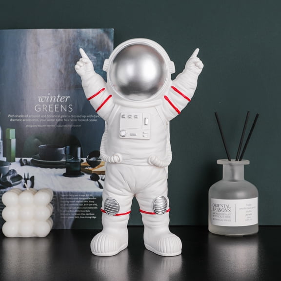Astronaut Statue with Victory Gesture, Modern Living Room Decor, White Astronaut For Home Decor, Office Decorations, 10 inches