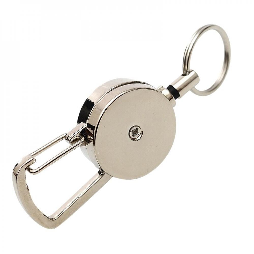 Stainless Silver Pull Ring Retractable Key Chain Keyring Heavy Steel Cute #hx 