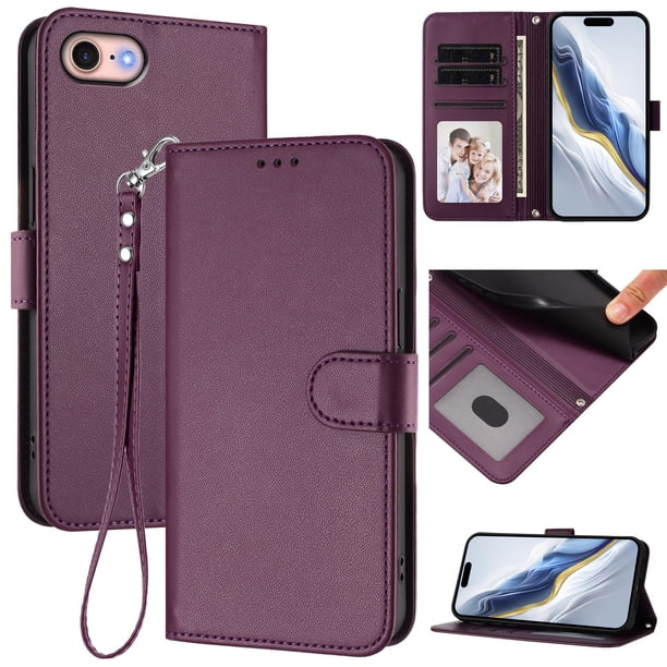 Funda Cartera GANGXUN para iPhone 6/7/8 – Cierre Magnético, Protección RFID, Correa Desmontable, Compatible con Carga Inalámbrica