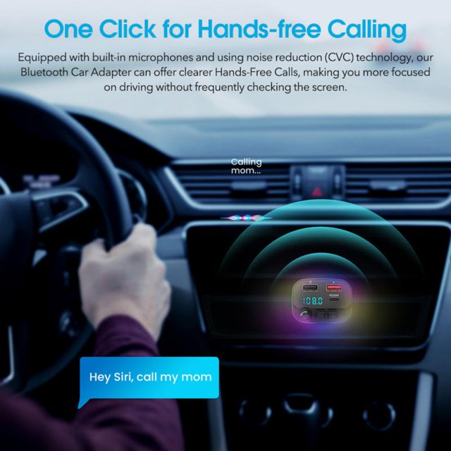 Noise Cancellation Function 5.0 Fm Car Transmitter Car Usb Fast Charger Durable Universal 64-320kbps Car Hands-free Bluetooth01United States He Qiyong unisex