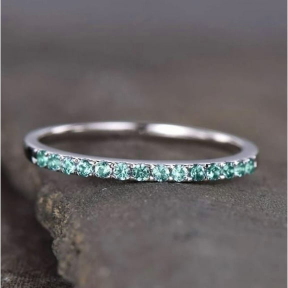 Alexandrite Wedding Band Art Deco Stacking Bridal Anniversary Promise Matching Ring 925 Sterling Silver Gemstone Jewelry For Women Gift