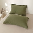 thumbnail image 6 of MorroMorn Muslin Duvet Cover Twin Size, 100% Breathable Cotton 2-Layer Gauze Comforter Cover Set 3 Pieces with 2 Pillowcases Zipper Closure & Corner Ties, Ultra Soft Linen Like, 68"x90", Olive Green, 6 of 8