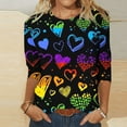 thumbnail image 3 of Wolfast T-Shirt à Manches 3/4 pour Femmes, Col Rond, Coupe Ample, Imprimé Saint-Valentin, Noir, m, 3 of 5