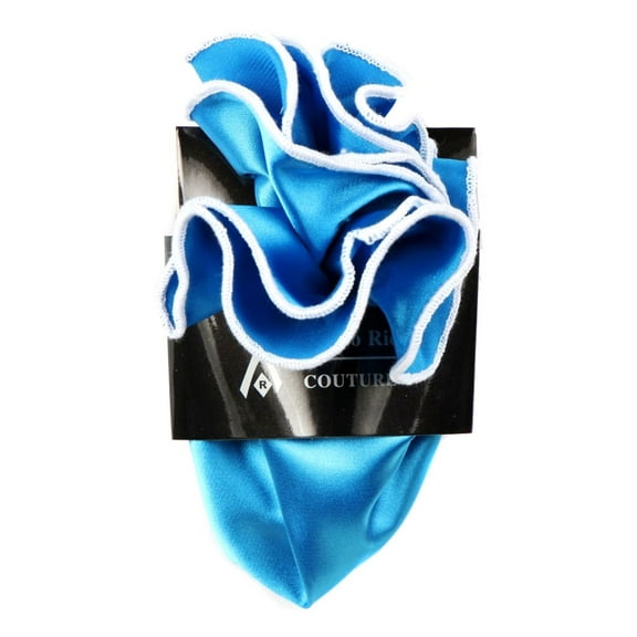 PS-Z-RD-84 - Round Pocket Square Accessory - Turquoise White