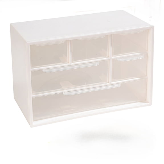 Tabletop Plastic Desk Organizer, 3 Tier Stackable Storage Drawers Cabinet,Small Size Box Caddy for Makeup Jewelry Mini Ornament, Desktop Drawer Organizer with 6 Clear Drawers, For Home Office