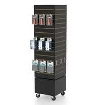 16”W * 16”D * 60”H - Black Slatwall Tower, Slatwall Display Tower,Slatwall Rotating Spinner Rack for Store Fixtures