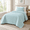 Aqua Blue-Twin, variant on King Size Aqua Blue Lightweight Quilt Set with Cloud Pattern, 3 Pieces