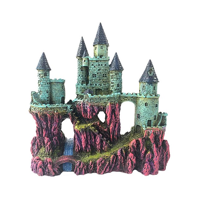 Acuario resina Castillo decoración piedra cueva pecera accesorios para Betta ER