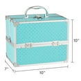 Makeup Train Case Cosmetics Organizer, Teal Color, 4 Trays, 6.7" x 9.85