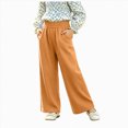 thumbnail image 4 of WXFAZCVU Toddler Girls Fleece Sweatpants Elastic Joggers Wide Leg Baggy Pants with Pockets Size 6-7 Years, 4 of 4