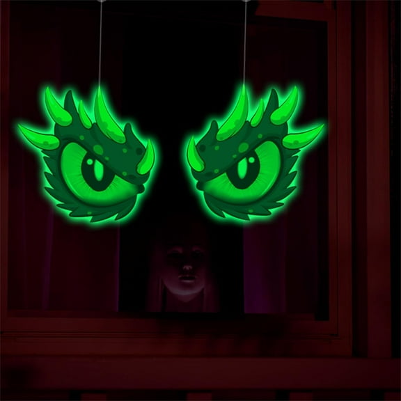 3D Halloween Hanging Spooky Eyes Decoration, 1 Pair Realistic Scary Demon's Eyes for Yard Sign Lawn Window Outdoor Indoor,Glow in The Dark Peeping Eyeball Window Decor (C)