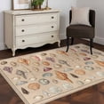 thumbnail image 4 of Shells Washable Area Rugs 2.7'x5', Retro Ocean Colorful Shell Conch Linen Texture Low Pile Throw Living Room Rug Non-Slip Sturdy Edge Binding Carpet for Indoor Entryway Bedside Kitchen, 4 of 9