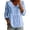 Light Blue, variant on Women's Solid Color Ruffled Peter Pan Collar Cotton Linen Blouse Spring Casual Buttoned 3/4 Sleeve Loose Peplum Top White M