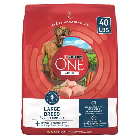 Purina ONE Plus Dry Large Breed Dog Food for Adult Dogs, Real Protein Rich Natural Chicken Flavor, 40lb Bag