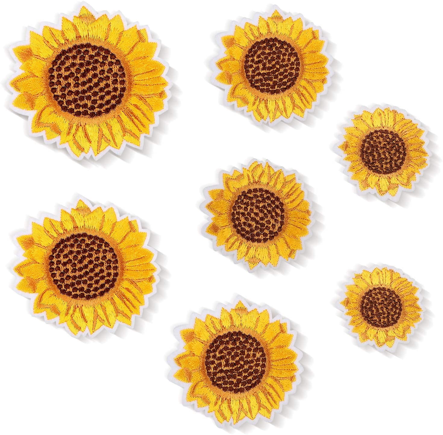 10Pcs Yellow Sunflower Patches Iron on Patch Embroidered Applique Sewing CMJUS