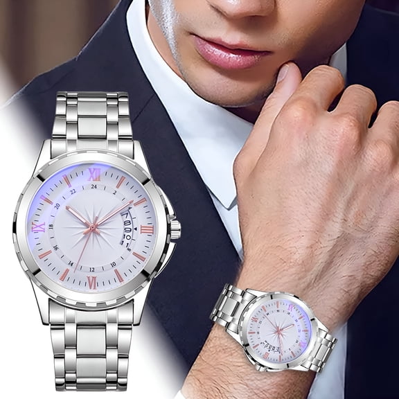 DESIGNICE Watches for Men, Mens Watches, Men'S Classic Casual Quartz Watch, Night Light Hand, Stainless Business Steel Strap, Roman Numerals Date Watch, Men'S Wrist Watch