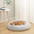 thumbnail image 2 of Cama para perros Bedfolks Calming Donut Fluffy para perros medianos, color gris, 2 of 8