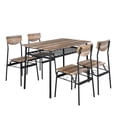thumbnail image 5 of Ktaxon 5 Pieces Dining Table and Chair Set, Breakfast Diner Table Set with 4 Chairs and Shelf for Kitchen Dining Room, Natural Wood, 5 of 8