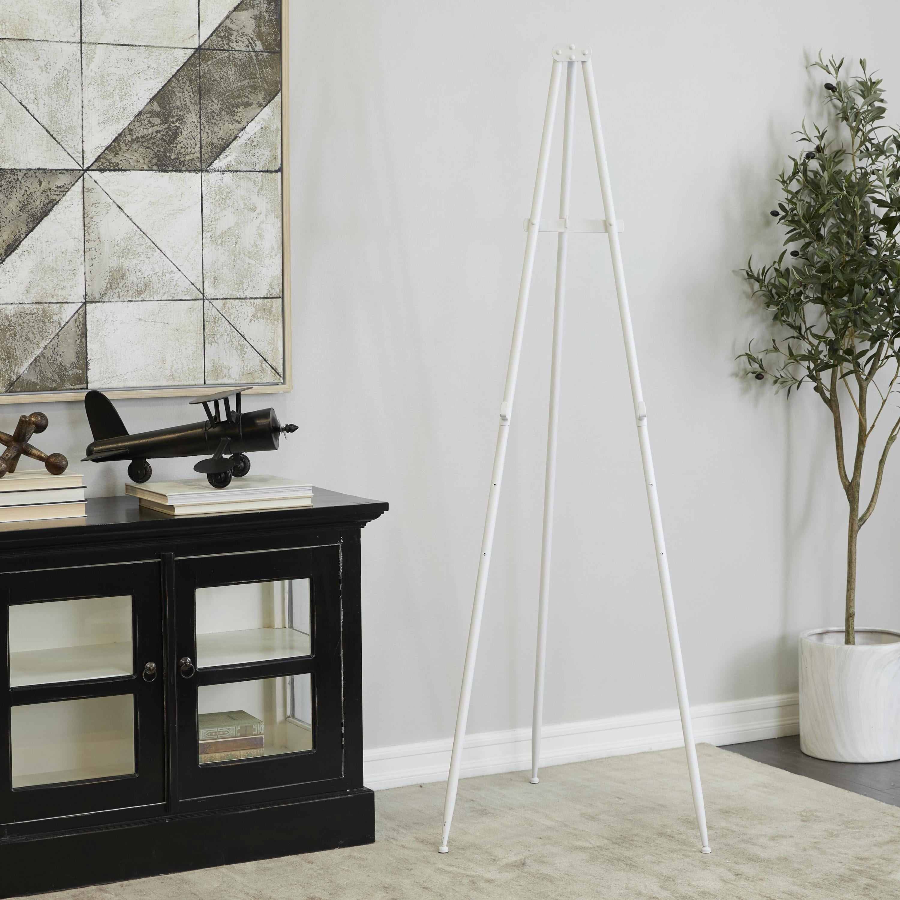 DecMode 24" x 70" White Metal Extra Large Adjustable 3 Tier Easel with Foldable Stand, 1-Piece