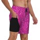 thumbnail image 2 of Balery Rose Red Glitter Bañador para hombre, shorts de playa de secado rápido con entrepierna y forro de compresión-XX-Large, 2 of 6