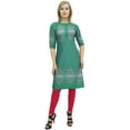 thumbnail image 2 of Bimba Women's Green Tunic 3/4 Sleeve Printed kurti Kurta Ethnic Dress Wear-14, 2 of 4