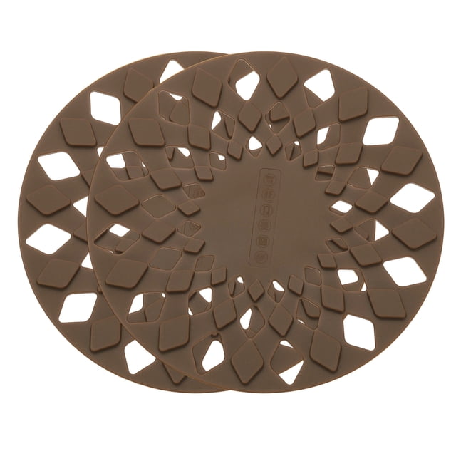 Uxcell Set de 2 Manteles de Silicona, Manteles Redondos de 6.7" para Ollas y Sartenes, Soportes de Calor Multiusos Antideslizantes para Encimeras de Cocina y Mesas de Exterior, Marrón