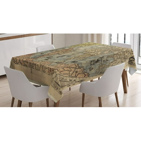 

Mindunm Antique Tablecloth Map of World Global History Stained Paper Oceans Lands Vintage Atlas Rectangular Table Cover for Dining Room Kitchen Decor 60 X 84 Tan Green