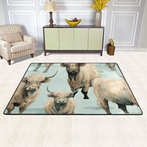 Cows Blue Area Rug Washable 72 x 48 Floor Carpet Mat Non Slip for Bedroom Living Room Kids Room Home Decor