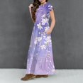 thumbnail image 7 of Fesfesfes Summer Short Sleeve Dress for 6-13 Years Children Girls Round Neck Fashion Printing Pocket Dress for Comfortable and Everyday Wear(Purple#4,10-11 Years), 7 of 7