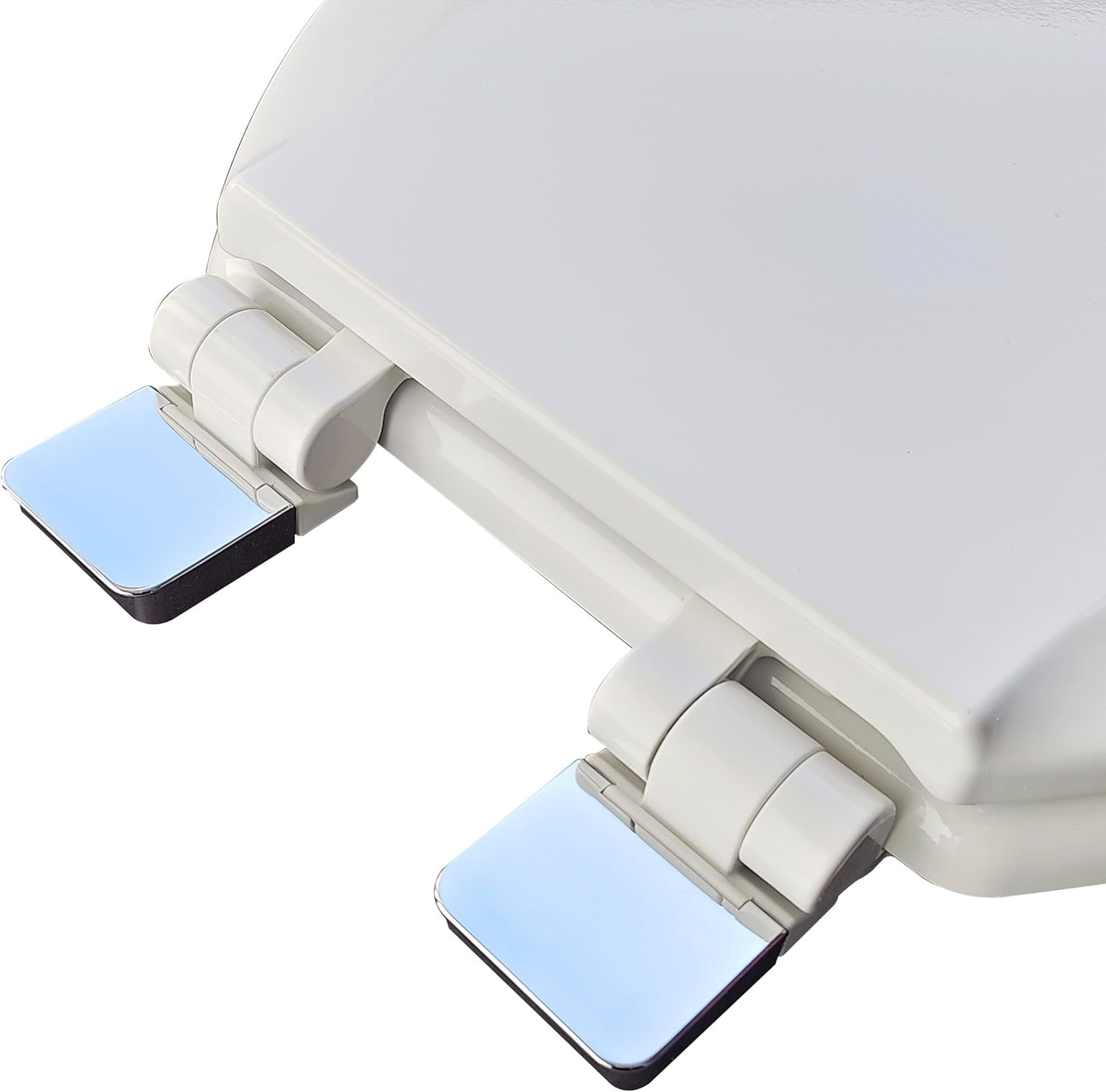 1Q1E7-00CH Premium Molded Wood Toilet Seat with Metal Slow Close Hinge, Elongated, White with Chrome