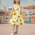 thumbnail image 2 of Ashirexll Robes Filles Sans Manches Col Rond Motif Imprimé Robe en Mélange de Coton Longueur Genou Jaune 7 Ans, 2 of 7
