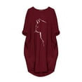 thumbnail image 3 of QIPOPIQ Robes pour Femmes avec Poches Manches Courtes Chandail Ample Imprimé Robe d'Été Mini-Robe Aubaines 2023, 3 of 4