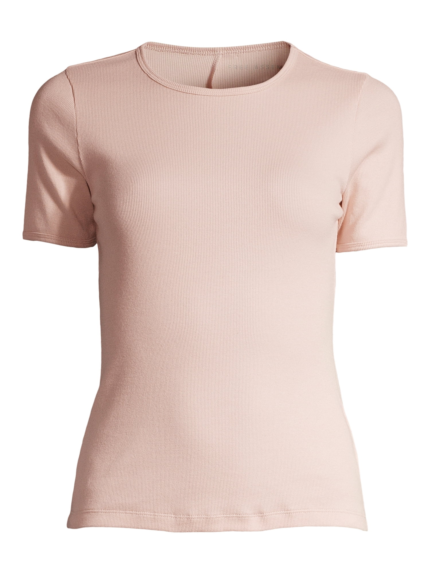 Free Assembly Women's Ribbed Crewneck Tee with Short Sleeves, Sizes XS-XXXL